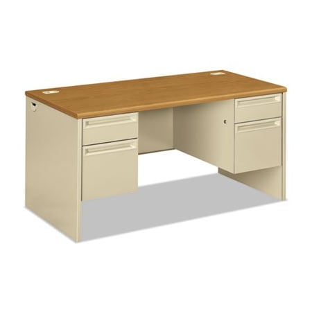 Hon HON, 38000 SERIES DOUBLE PEDESTAL DESK, 60W X 30D X 29.5H, HARVEST/PUTTY 38155CL